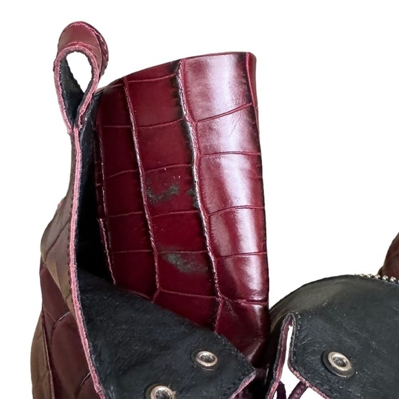 All Saints Katy Croc-Embossed Boots in Bordeaux Croc Leather US 7 - Picture 13 of 13